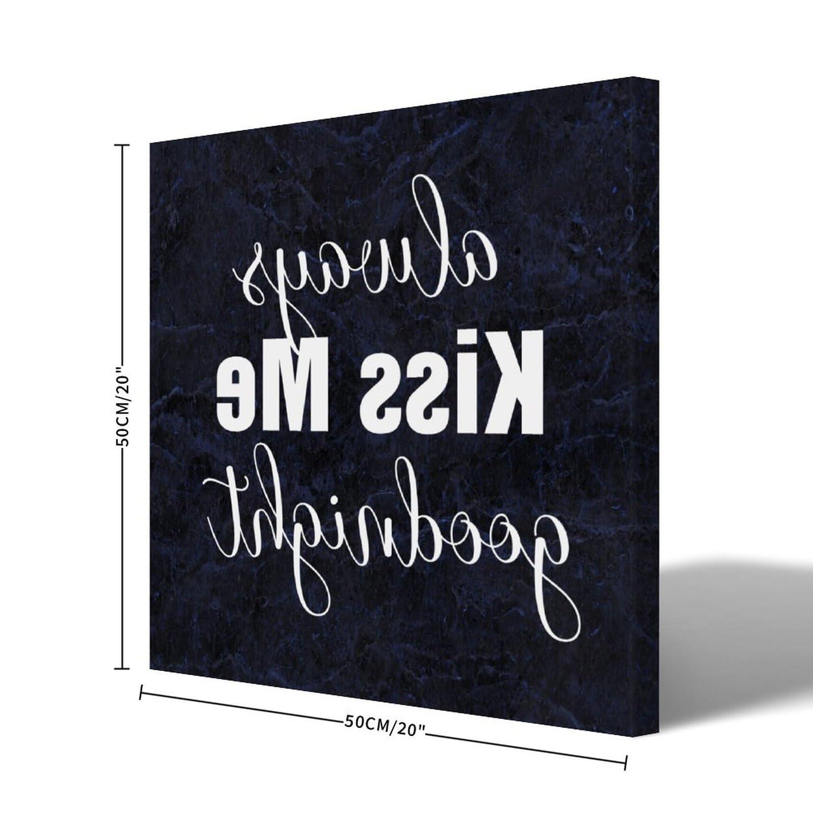 COCOKEN COCOKEN Always Kiss Me Goodnight Canvas Hanging Wall Art Poster with Motivational Quote, Painting Farmhouse Home Wall Decoration for Bedroom Bathroom, Wedding Gift, 20x20 Inch