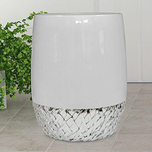 nu steel nu steel Bali Bathroom Wastebasket Bin Trash Can in Premium Resin and Chrome for Bathrooms & Vanity Spaces