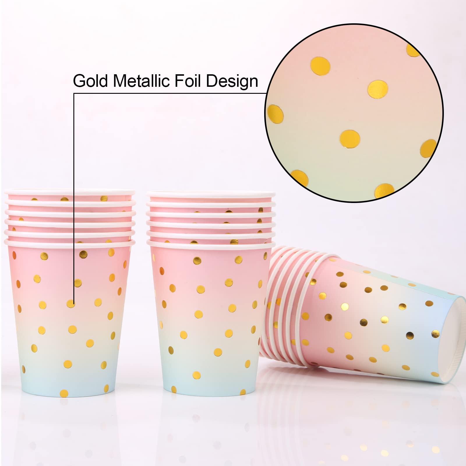 Boocikey Boocikey 200 Pcs Pastel Party Supplies Birthday Party Plates and Napkins Sets,Disposable Pastel Birthday Plates - Rainbow Paper Plates Napkins Cups for Birthday Baby Shower Party Decorations