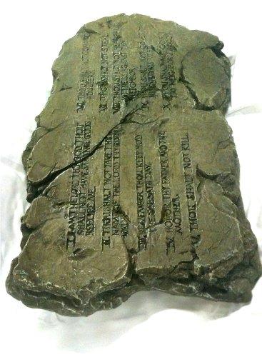 Athena Garden Religious Cast Stone Ten Commandments Garden Plaque Decorative Christmas Gift (Sandstone & Shale)