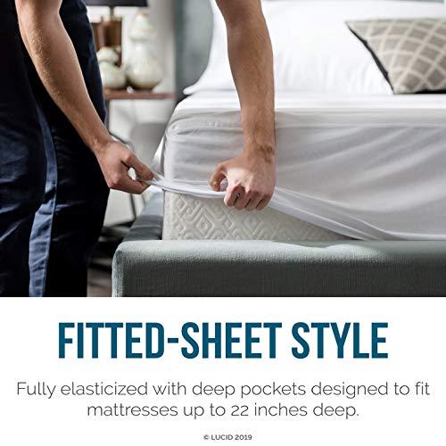 LUCID LUCID Premium Hypoallergenic 100% Waterproof Mattress Protector - Universal Fit, Cotton Terry Top, King