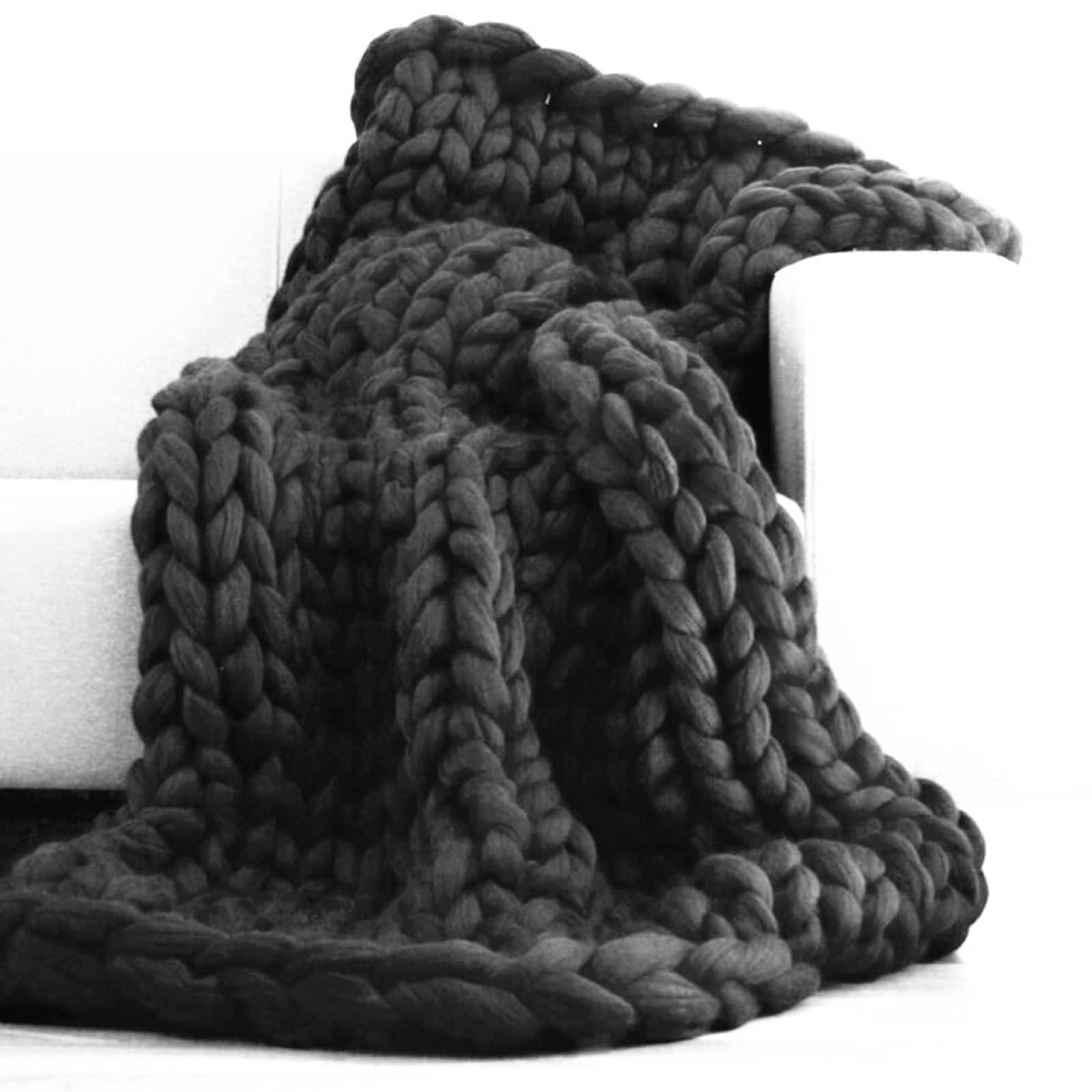 TRGCJGH TRGCJGH Chunky Knit Blanket,Knitted Throw Blanket for Sofa,Soft Knitted Yarn Blanket, for Your Bed, Sofa, Bedroom, Living Room Or Home Decor,Grey-4771in