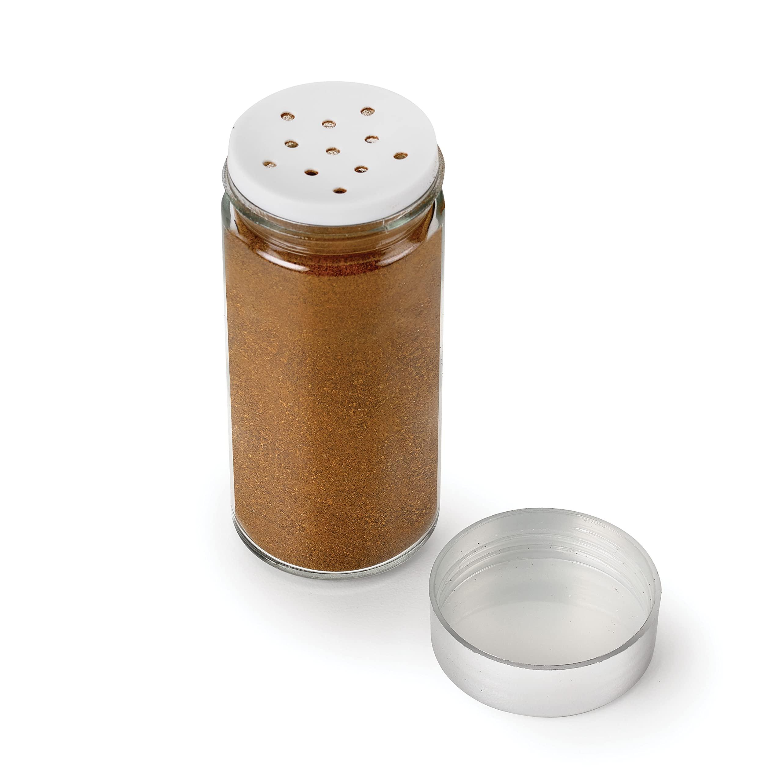 Polder Polder Chrome 18-Jar Compact Spice Rack, 18-5 ounce Glass Jar has Perforated Shaker Caps, Chrome Plated Lids, Sleek Enough for Countertop, Compact for Cabinet Storage