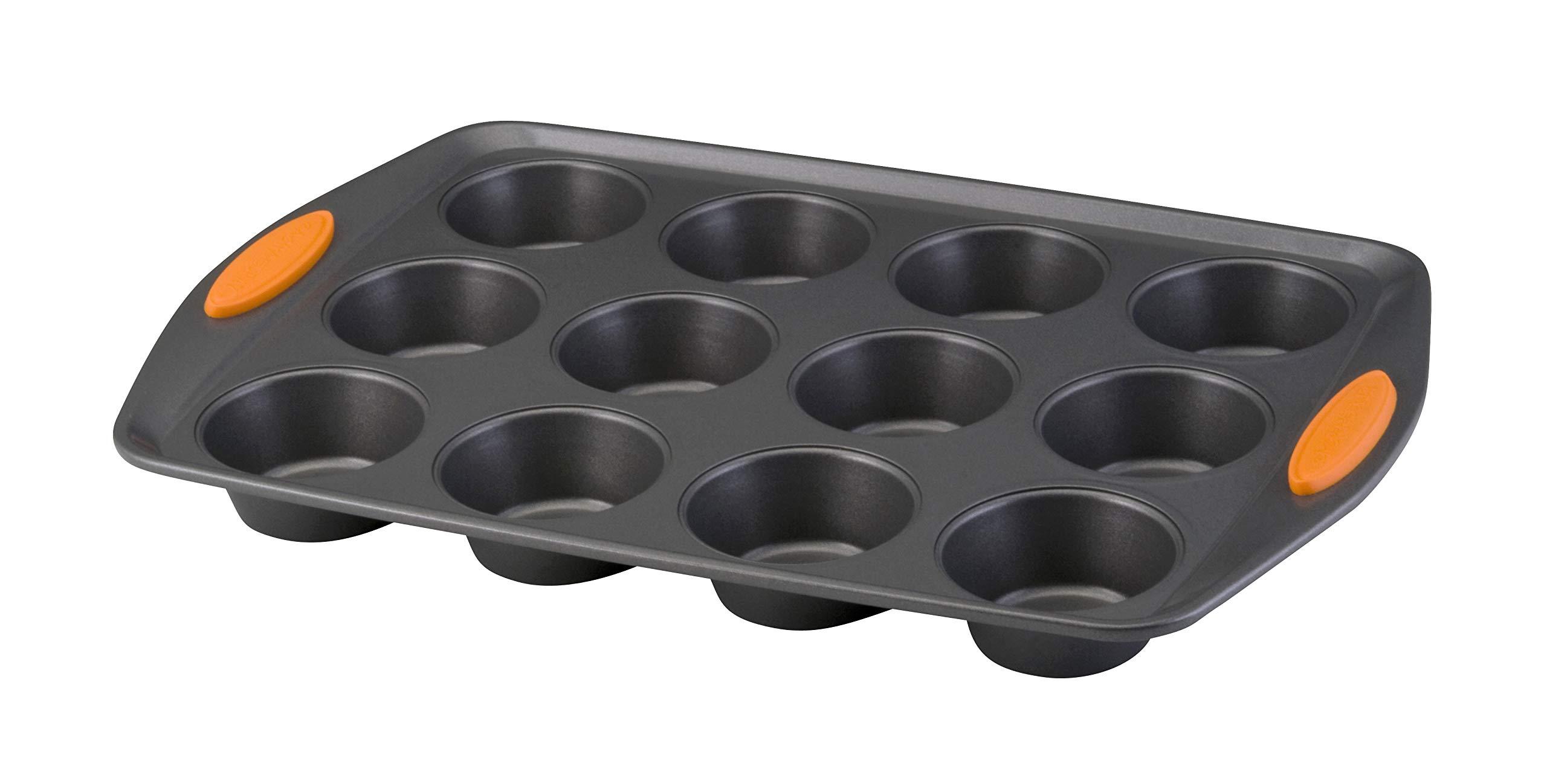 Rachael Ray Rachael Ray Yum -o Nonstick Bakeware 12-Cup Muffin Tin With Grips / Nonstick 12-Cup Cupcake Tin With Grips - 12 Cup, Gray