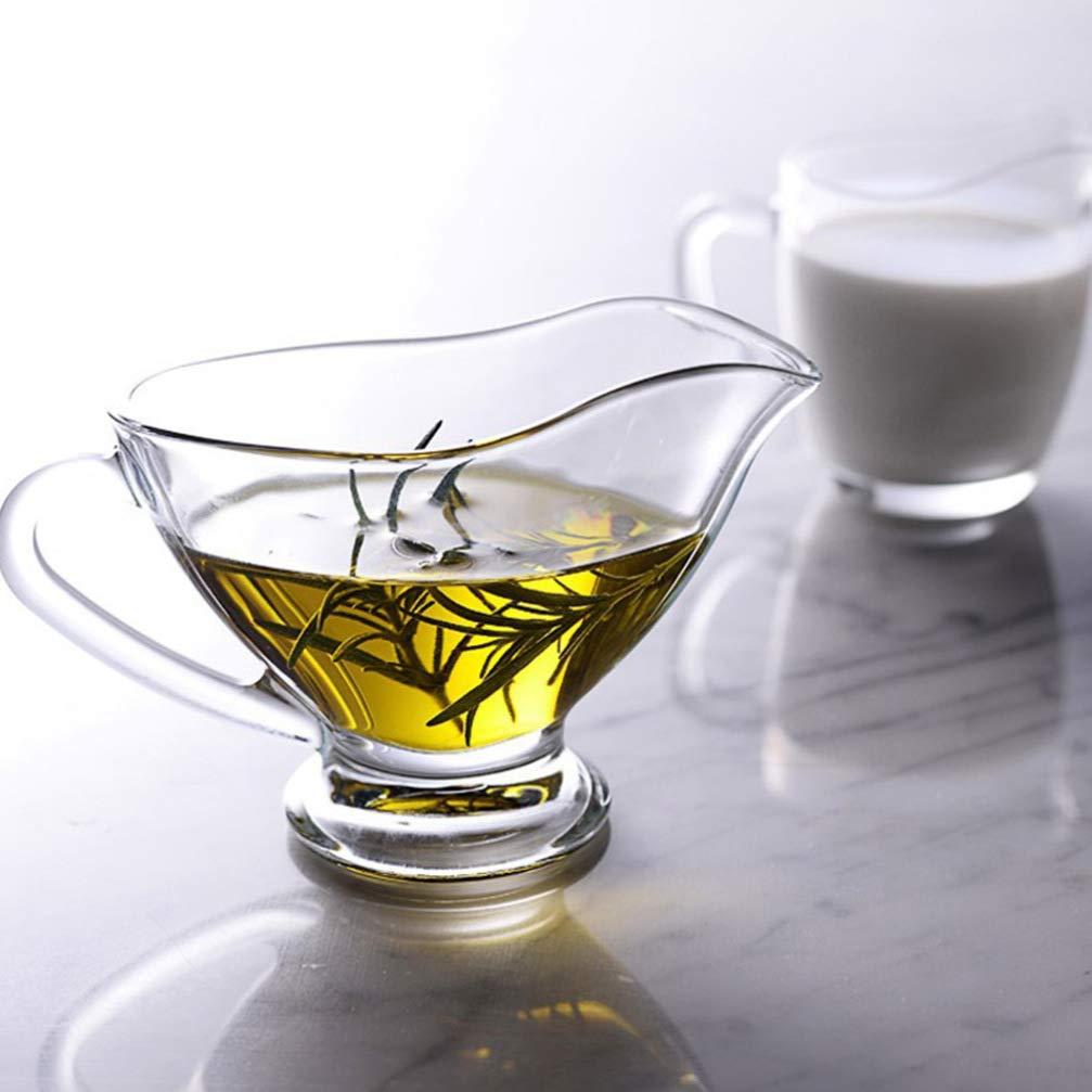 UUNVTOSU UUNVTOSU Coffee Creamer 2pcs Glass Gravy Sauce Boat with Handle 220ml Clear Crystal Seasoning Cup Honey Jam Jar Salad Dressing Server Pourer Condiment Dispenser Serving Utensils Coffee Syrup Jars