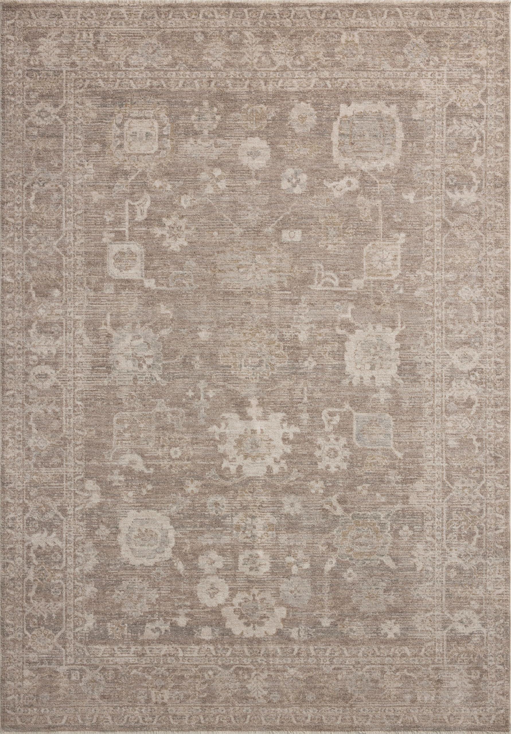Loloi Loloi Chris Loves Julia Louisa Collection LOI-03 Taupe/Ivory 5'-3" x 5'-3", .38" Pile Height, Round Area Rug