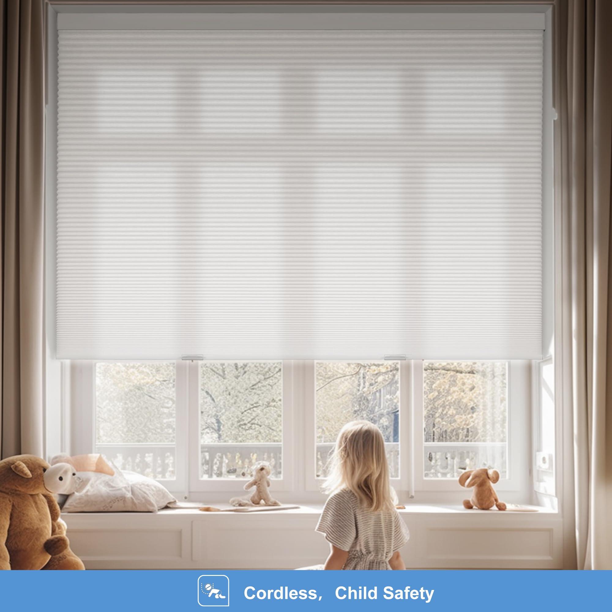 Boolegon Boolegon Blackout Cellular Shades Cordless Honeycomb Shades for Windows Pull Down Honeycomb Blinds Sliding Door Office Living Room Blinds of Bedroom.Black.36 W x 39" H