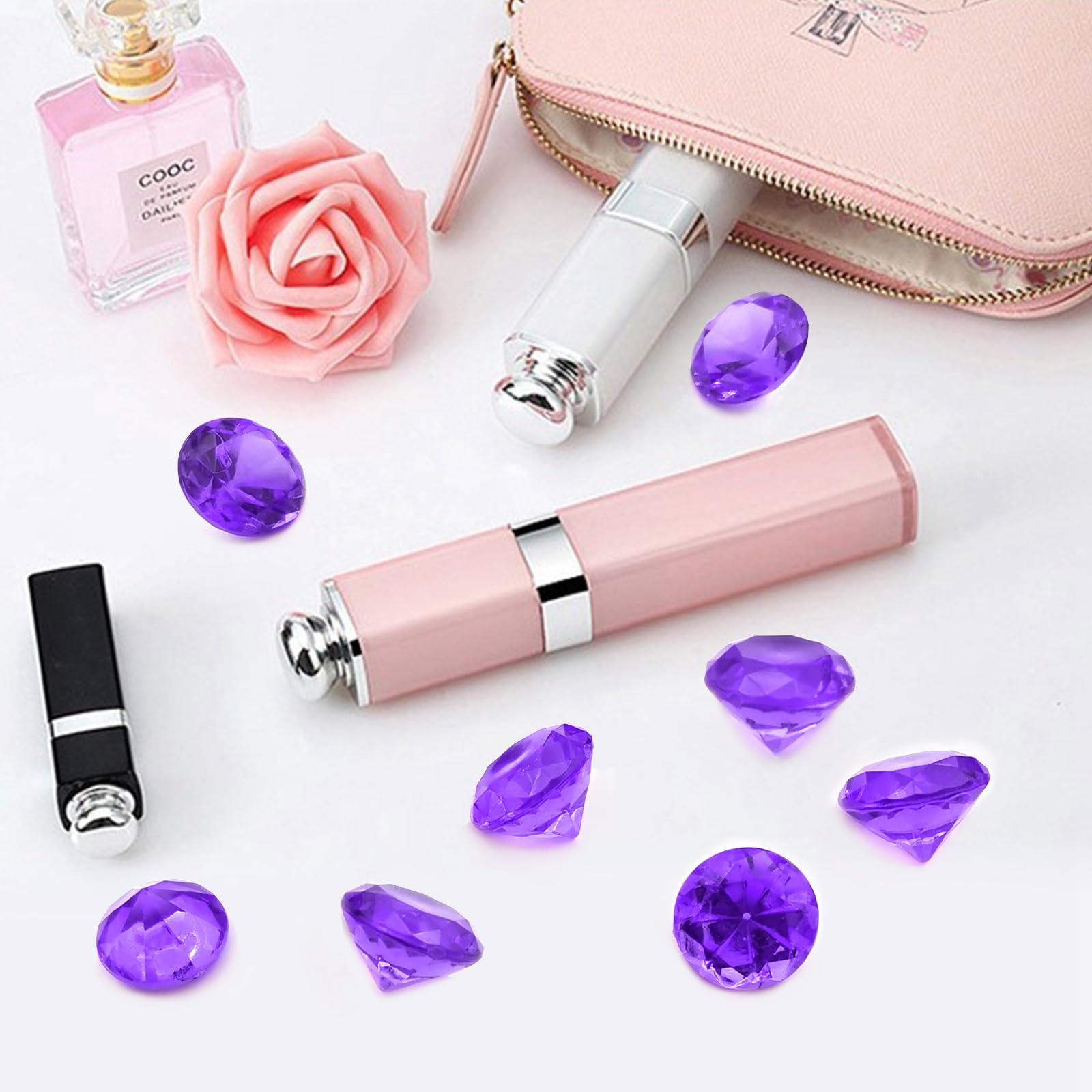 XHKDSYMC 100 PCS Acrylic Diamond Gems, Purple Acrylic Diamonds 1 Inch Acrylic Gemstones Vase Filler Fake Gems Plastic Gems for Home Table Scatters Party, Event, Wedding, Arts & Crafts, Birthday Decorations