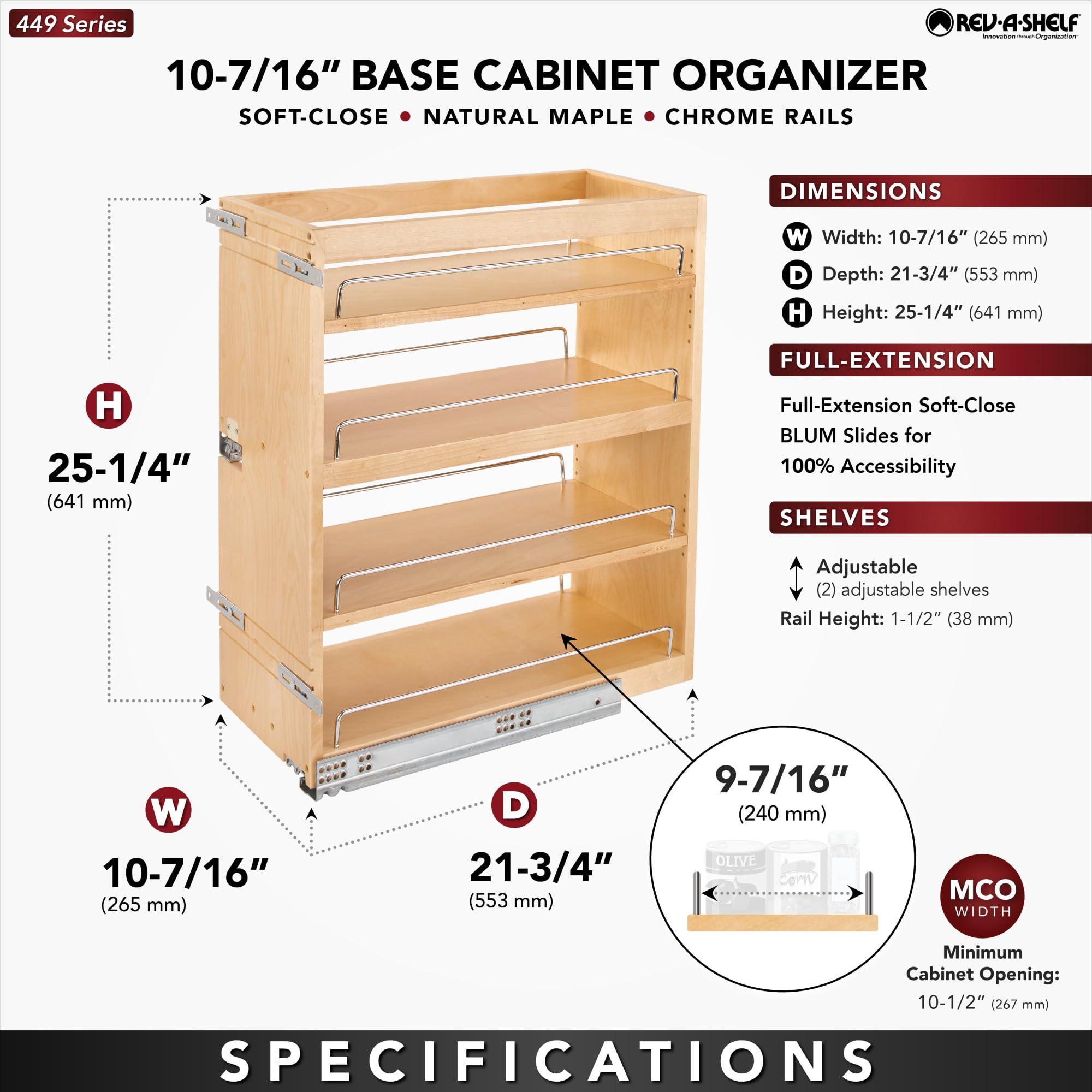Rev-A-Shelf REV-A-SHELF Wood Base Cabinet Pullout Organizer w/Soft-Close