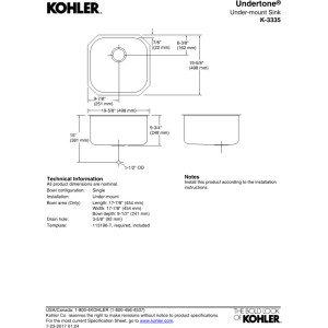 Kohler Kohler K-3335-NA 20\" Single Bowl Rounded Undermount Kitchen Sink Stainless Steel