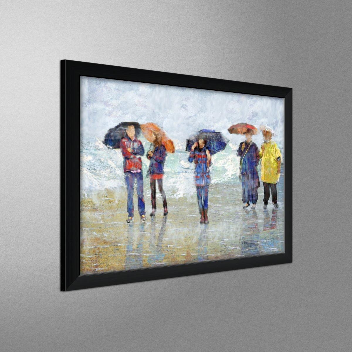 Northwest Art Mall Oregon Beach Day Painting Professionally Framed Art Print from Artwork by Artist Lisa Sofia Robinson Framed Art Size: 20\" x 26\"