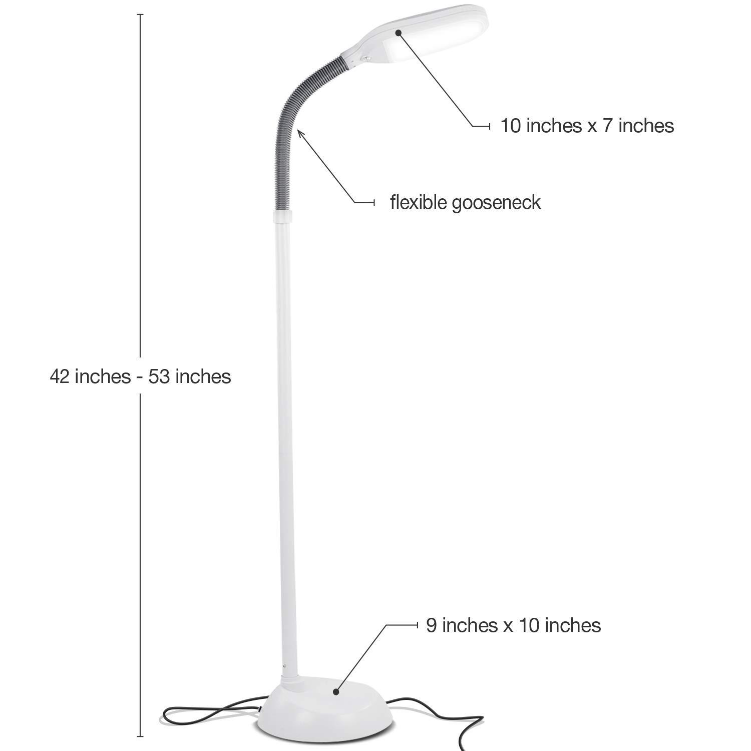Brightech Brightech Litespan - Bright LED Floor Reading Lamp for Over Chair Crafts and Reading, Estheticians\' Light for Lash Extensions, Adjustable Standing Lamp for Living Room, Bedroom, Office - White