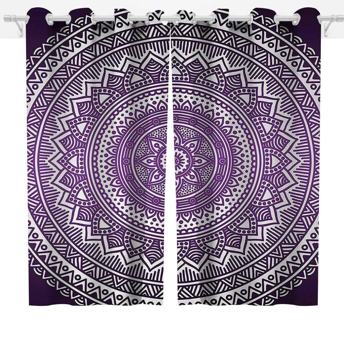 HomeLoft Basics Purple Curtain for Sliding Glass Door 2 Panels Purple and White Soundproof Curtains Room Decor (W) 85 X (H) 85 Inches