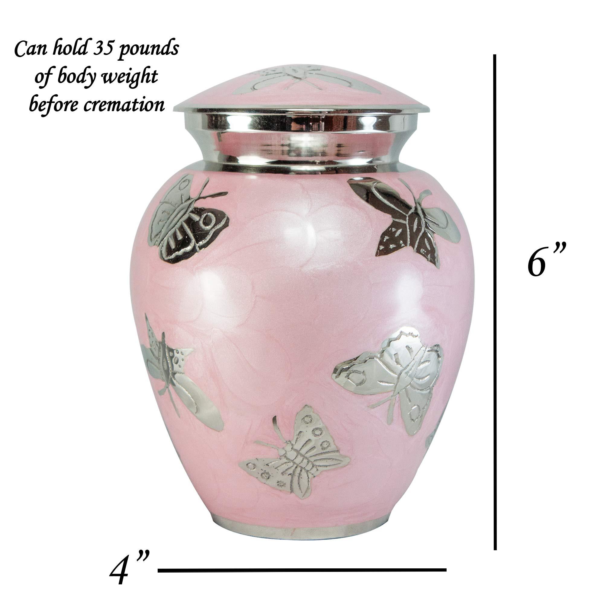 NWA Pink Butterfly Medium Cremation Urn with Personalization