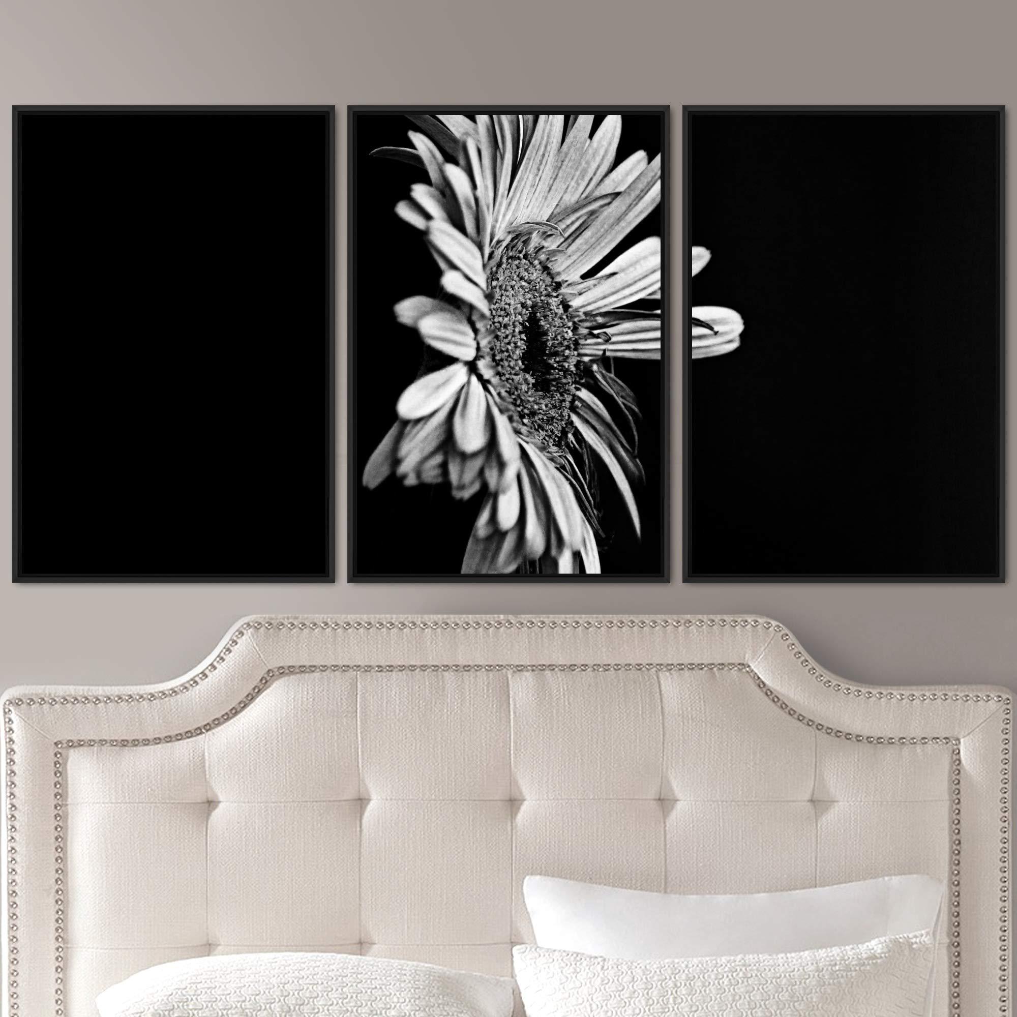 SIGNWIN SIGNWIN 3 Piece Framed Canvas Wall Art Black and White Botanical Canvas Prints Home Artwork Decoration for Living Room,Bedroom - 24\"x36\"x3 Panels