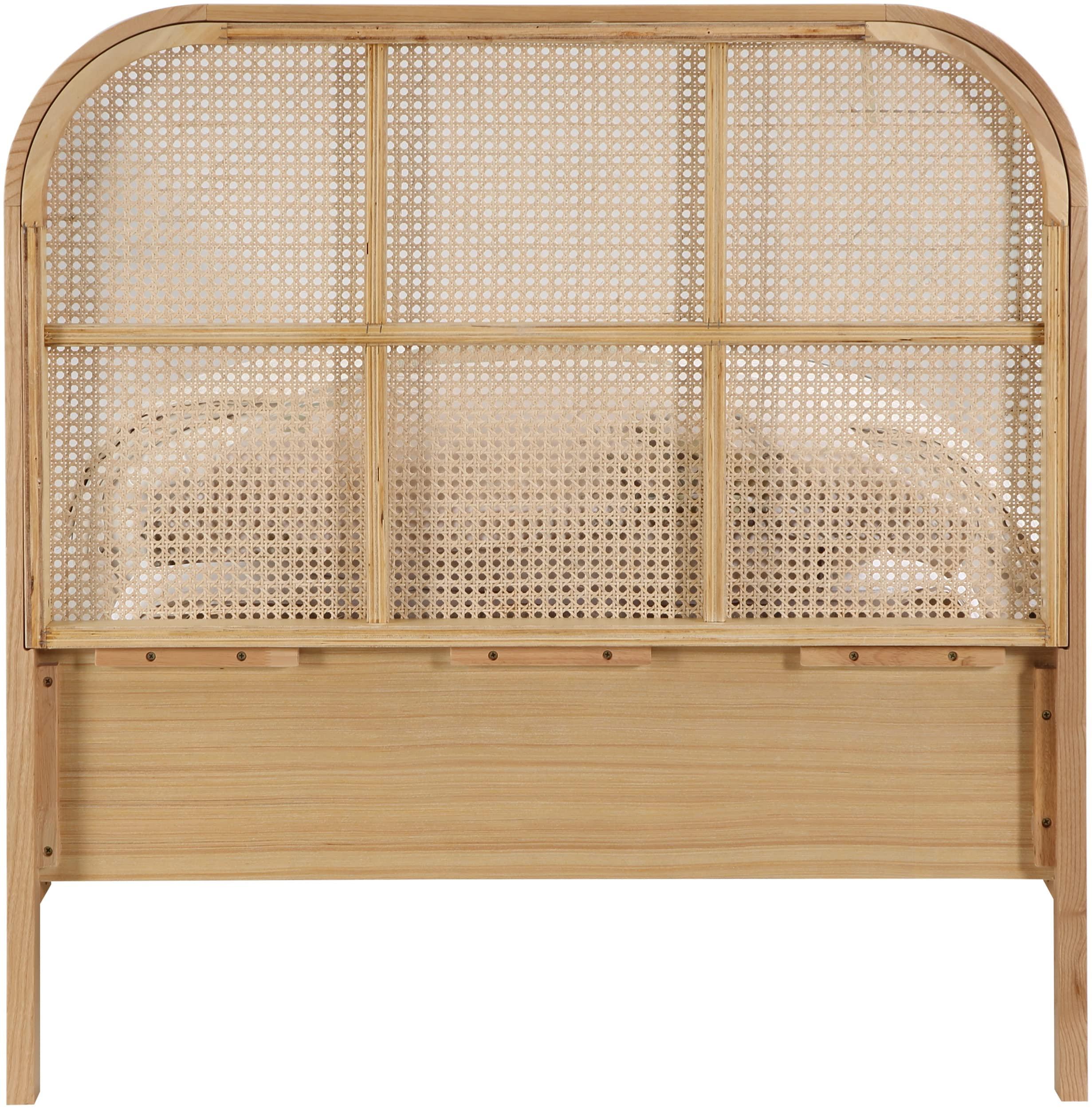 Meridian Furniture Meridian Furniture SienaNatural-T Siena Collection Mid-Century Modern Twin Bed with Solid Ash Wood, Rich Natural Finish on Ash Veneer, Natural Cane, 42\" W x 80.5\" D x 43\" H, Natural, Twin