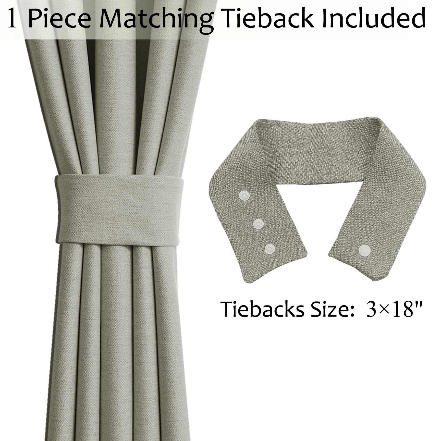 Frelement Frelement 52" W x 108" L Extra Long Curtains 108 inch Room Darkening Curtains Natural Linen Curtains Grommet Drapery Panel for Living Room Thermal Insulated Curtains, 1 Panel, Oasis