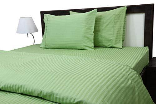 Shreem Linen Waterbed Sheets Super Single Size Attached Waterbed Sheets 100% Egyptian Cotton 600-Thread Count 4 Piece Sheet Set 15\" Deep Pocket Attached Waterbed Sheet Set in Stripe (Sage, Super Single)