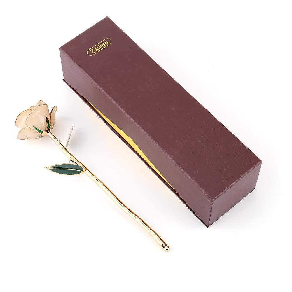 Jwthee Gold Dipped Rose 24k Real Rose, Love Forever Long Stem Gold Plated Rose Preserved Flowers Gifts for Women: Mothers Day, Valentines Day, Birthday, Anniversary, Thanksgiving Day