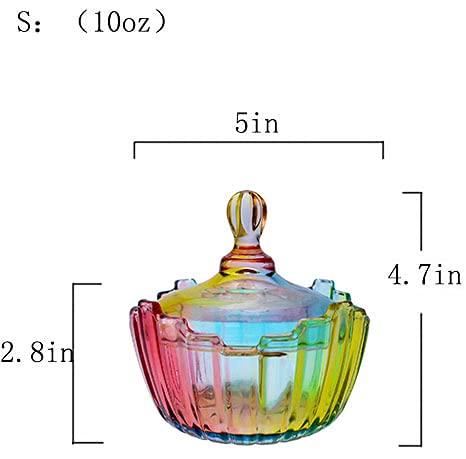 SOCOSY SOCOSY Royal Rainbow Candy Shape Clear Glass Apothecary Jar Candy Jar Wedding Candy Buffet Jars Food Jar with Lid (10oz/27oz)