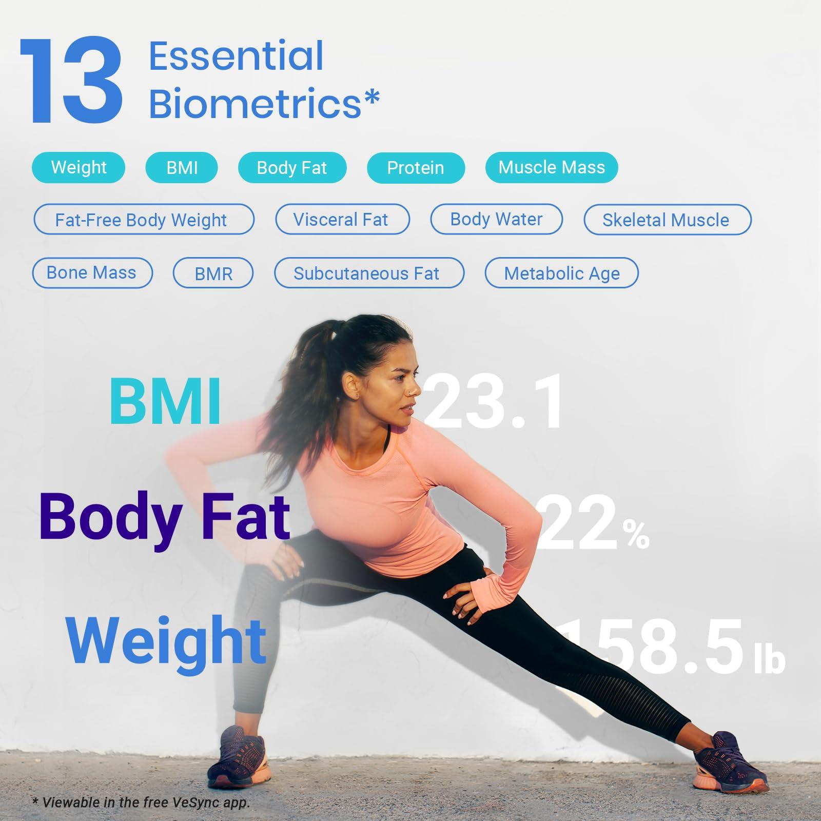 Etekcity Etekcity Food Kitchen Scale, Digital Grams and Ounces Medium, Black & Scale for Body Weight and Fat Percentage, Smart Accurate Digital Bathroom Body Composition Bluetooth Weighing Machine 400lb