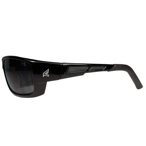 EDGE Edge PM116 Mazeno Wrap-Around Safety Glasses, Anti-Scratch, Non-Slip, UV 400, Military Grade, ANSI/ISEA & MCEPS Compliant, Slim Fit, Black Frame/Smoke Lens