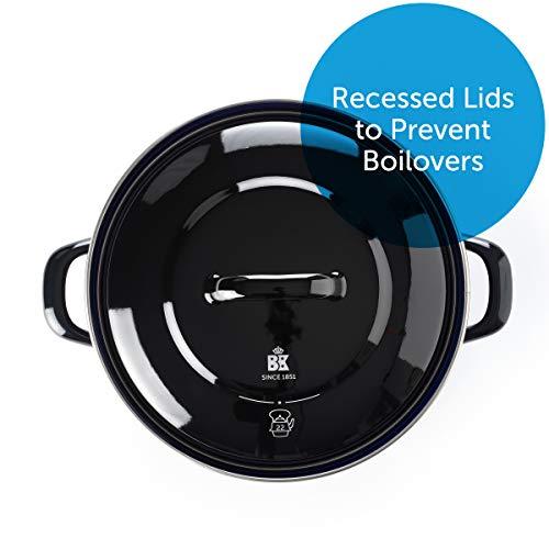BK BK Indigo Aluminum Heavy-Gauge Carbon Steel, Induction, 3.5QT Nonstick Glaze Dutch Oven, Dishwasher Safe, Black