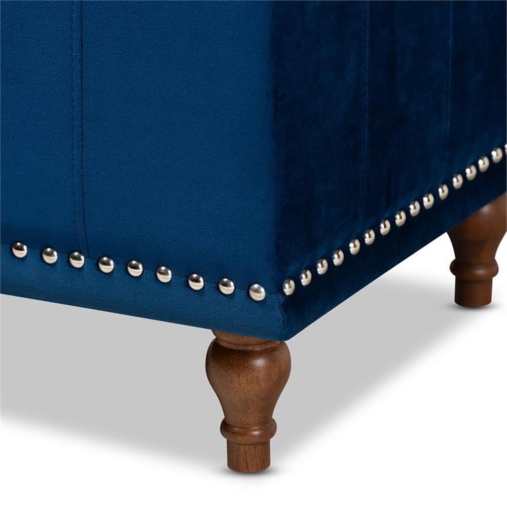 Baxton Studio Baxton Studio Kaylee Modern and Contemporary Navy Blue Velvet Fabric Upholstered Button-Tufted Storage Ottoman Bench