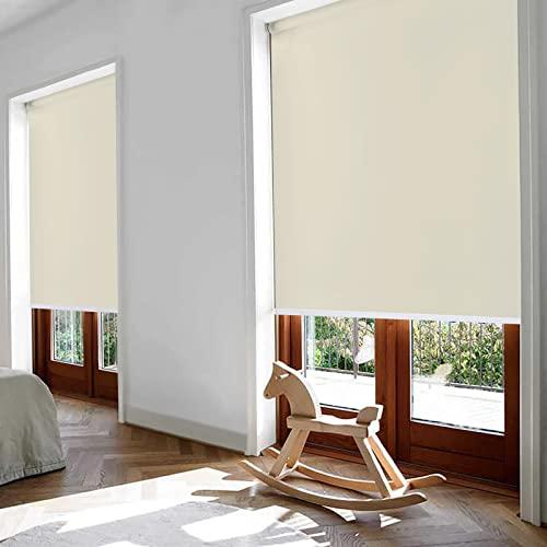 Didoya Didoya Outdoor Roller Shades,100% Blackout UV Protection Window Blinds for Patio,Doors,Windows,UV Protection Fabric,Easy to Install,85" W x 84" H,Apricot