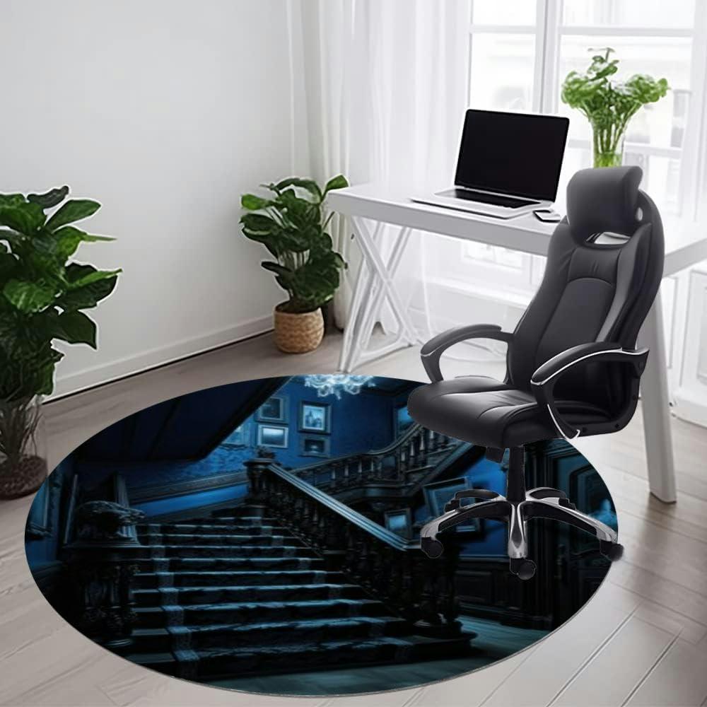 ZaCosy Computer Chair Mat for Hardwood Floor Gaming Rug Carpet Desk Office Chair Mat Floor Mat for Office Chair Gaming Room Stairs an Enchanted Mansion Blue Tones