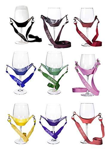 WineYoke WineYoke Party Time Hand Free Wine Glass Holder Necklace - Set of 2 (Black & Burgundy)