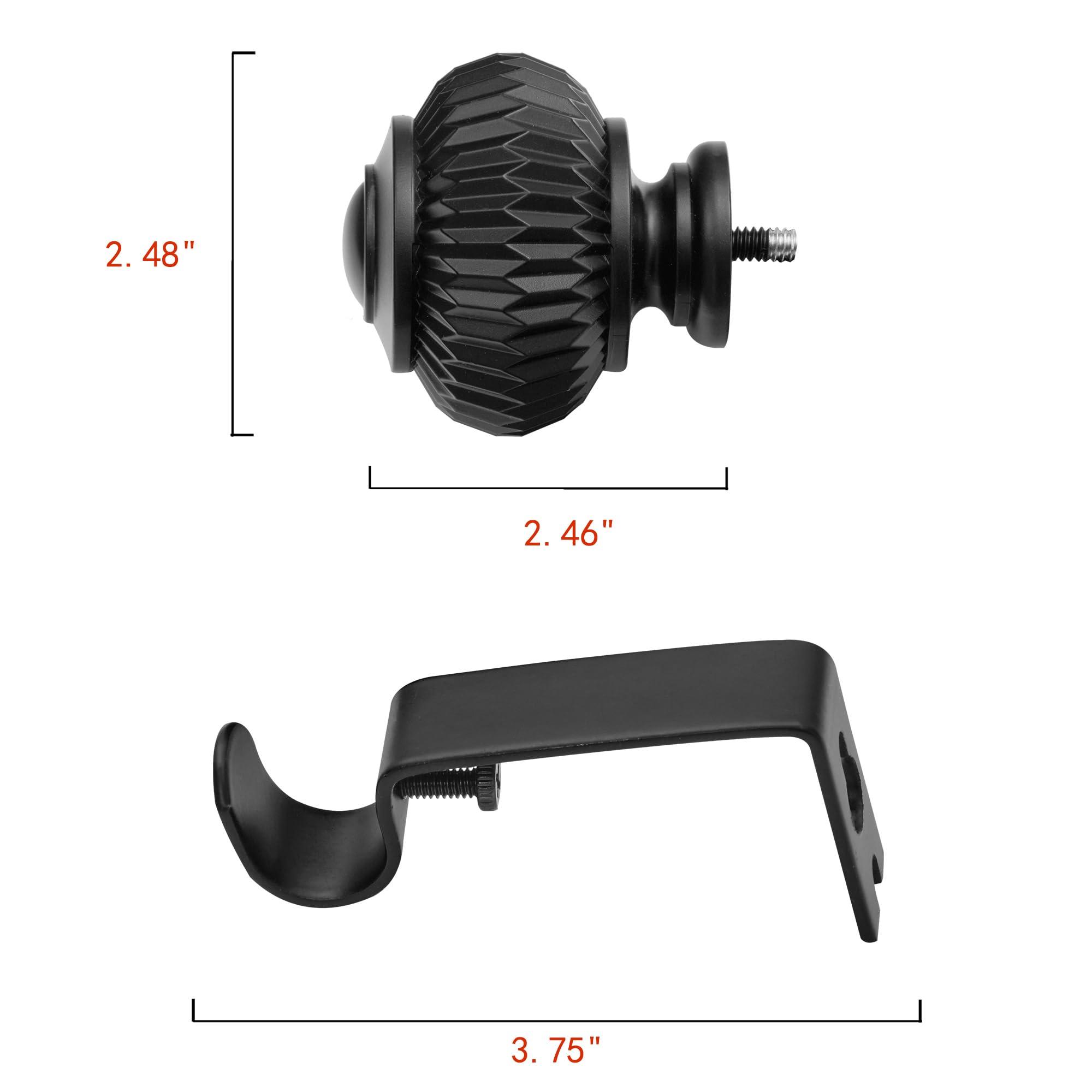 Utopia Alley UTOPIA ALLEY 3/4 Inch Curtain Rod - Curtain Rods For Windows 28 to 48 Inch, Adjustable Drapery Rods, Black Curtain Rods, Bedroom & Living Room Decorative Curtain Rods, Tapestry Poles (Black, 28"-48")