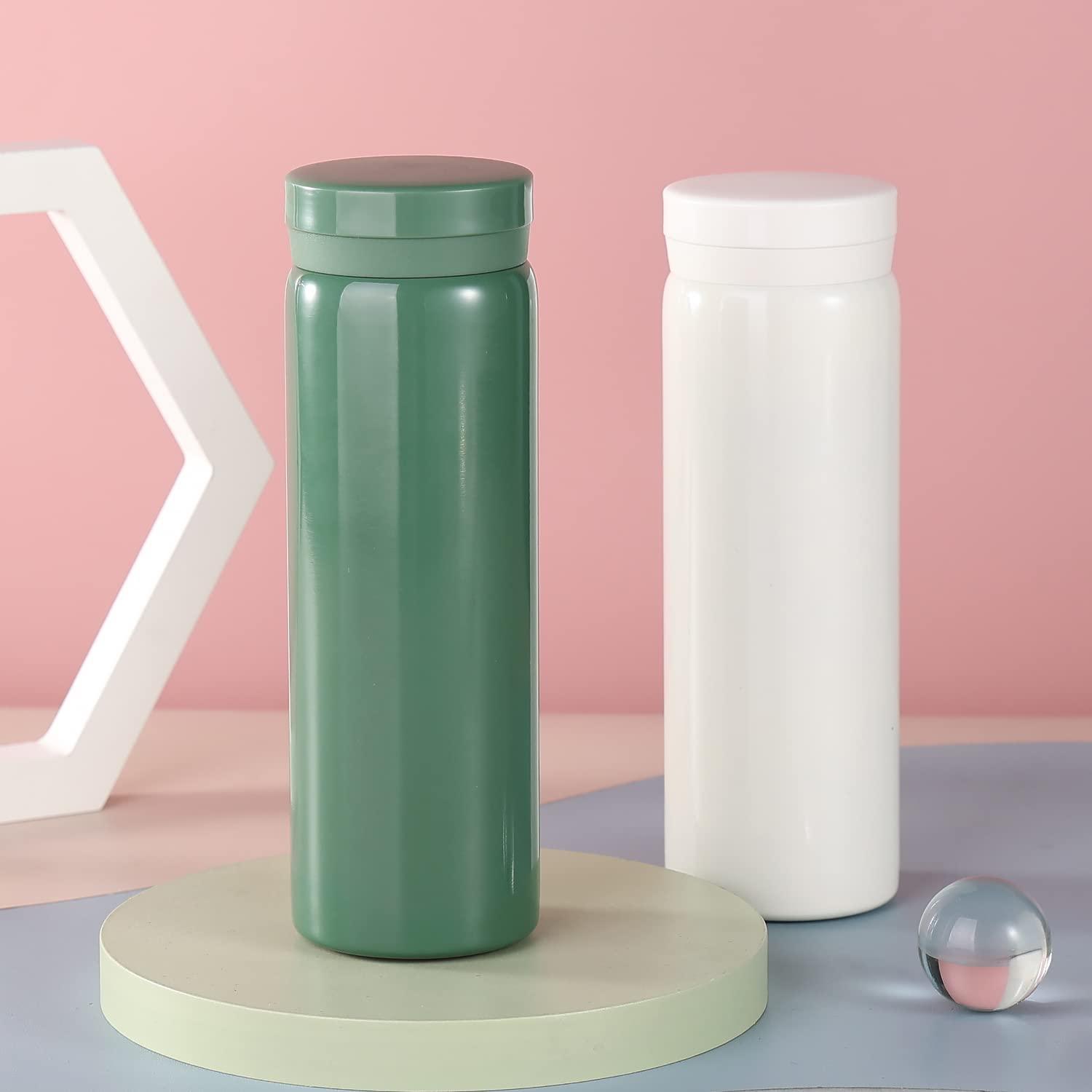 Boenkush 10oz Mini Water Bottle Stainless Steel Thermos Small Flask - Insulated Vacuum, Leak Proof, Keeps Drinks Hot/Cold - Ideal for Coffee, Tea, Water - Green