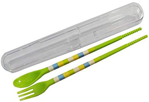 (Ishida) Ishida 541046 Magic Chopsticks, Mini Border, 7.1 inches (18 cm), Green, Non-Slip