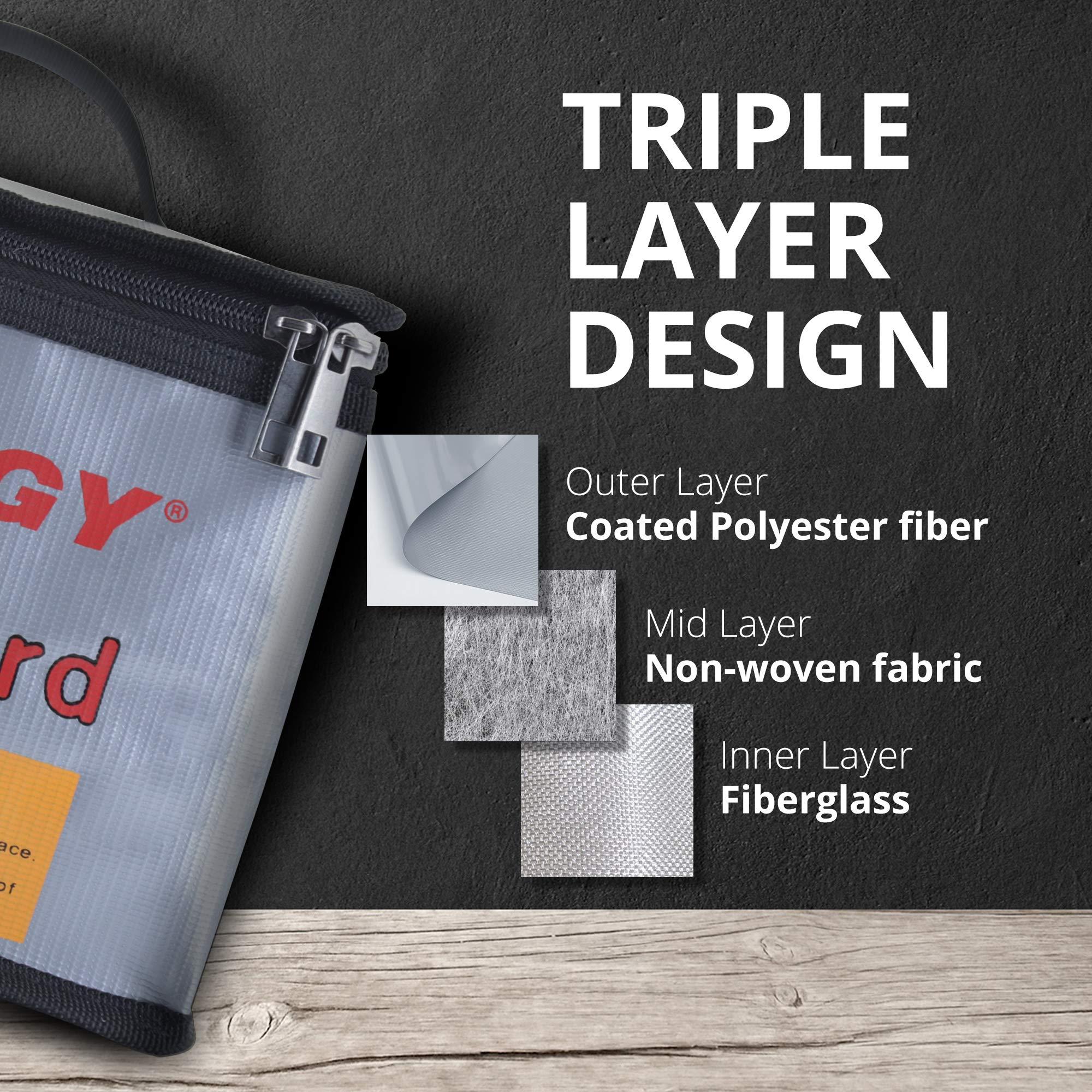 Tenergy Tenergy Fire Retardant Lipo Zipper Bag for Charging and Storing Lipo Battery Packs, 8.5 x 6.5 x 5.7inch