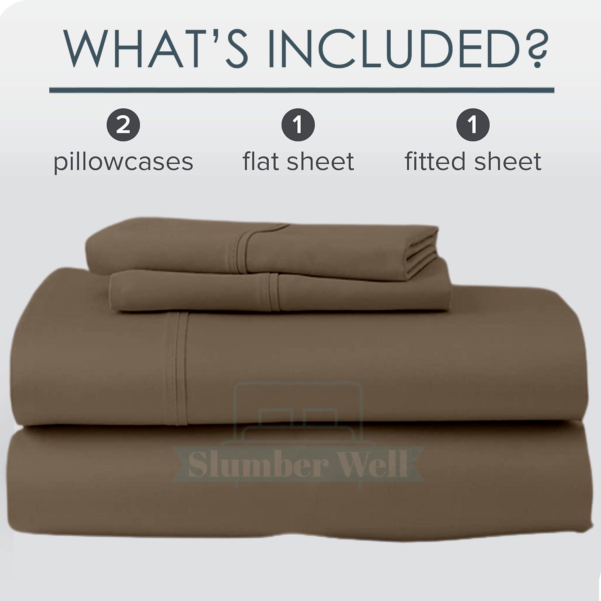 SlumberWell Split King Sheets Sets for Adjustable bed - 5 Pcs Split King Sheet Set with 2 Twin Xl Fitted Sheet - 600 Thread Count 100% Egyptian Cotton Sheets Set - 30 Inch Deep Pocket Sheets - Taupe Solid