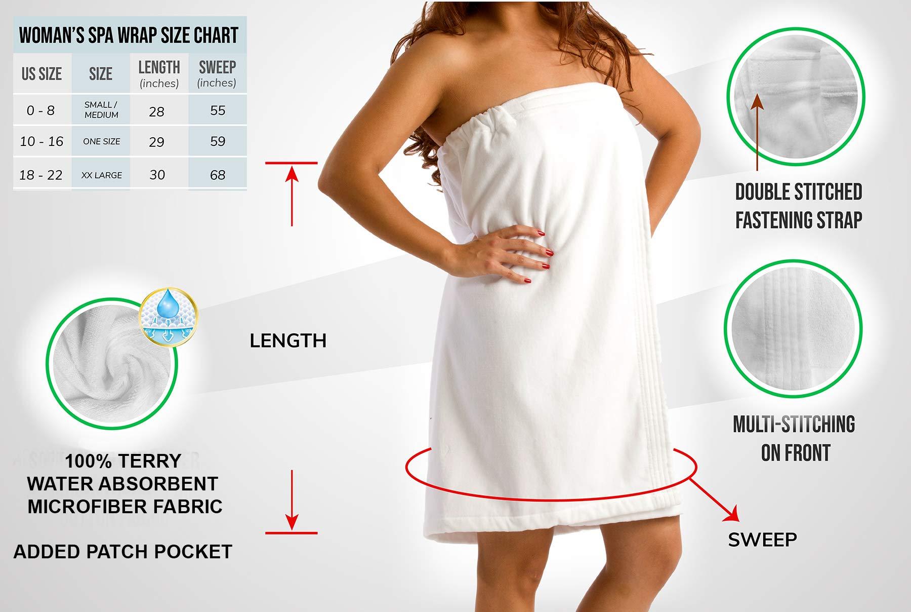 BY LORA BY LORA Womens Spa Wrap Towels, Bath Towel Wrap Microfiber with Pocket Quick Dry Body Shower Wrap - One Size, Red