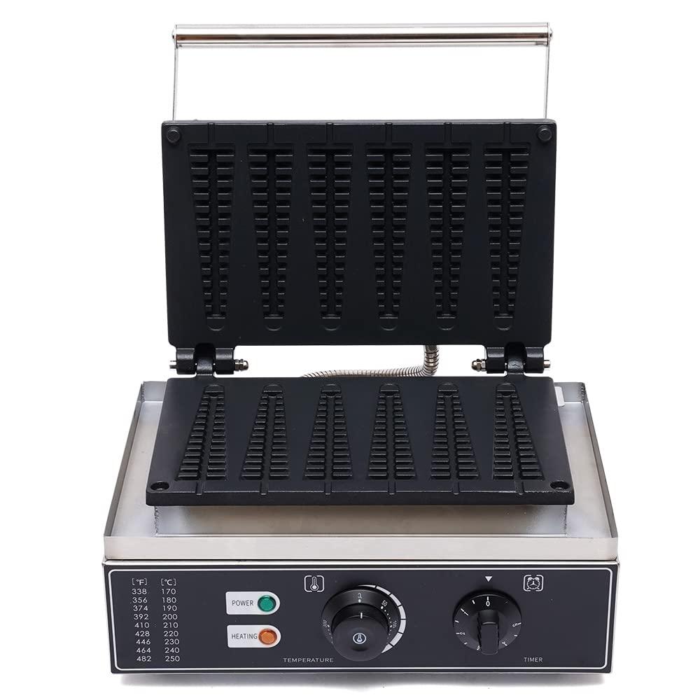 Hteedy Hteedy Electric Stick Waffle Maker, 1550W Commercial Nonstick Waffle Maker 6 Sticks Electric Waffle Baker Machine Non-Stick Stainless Steel Baker Machine, Temperature 50-300 (122-572)