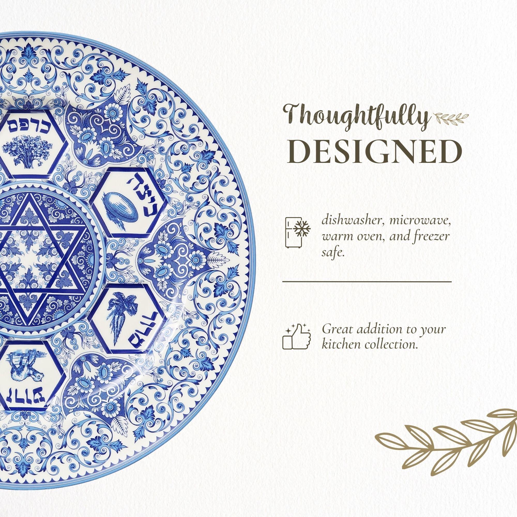 Spode Spode Judaica Passover Seder Plate | 12 Inch Round Pesach Kaarah | Made of Fine Porcelain | Dishwasher Safe
