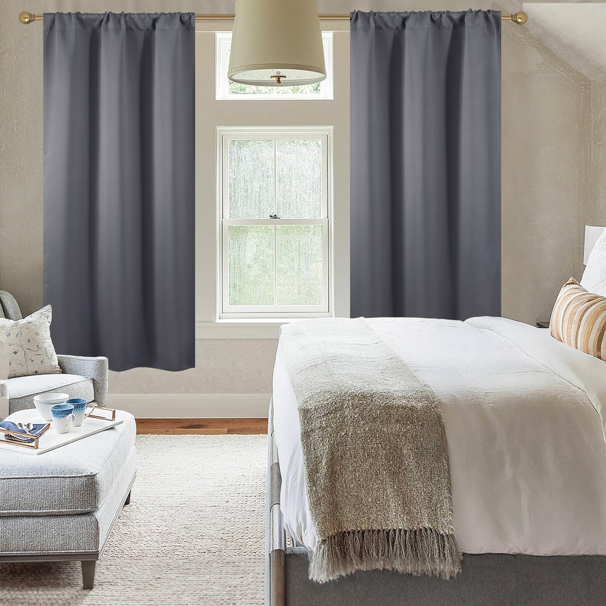 Diraysid Diraysid Dark Gray Blackout Curtains for Bedroom and Living Room Thermal Insulated Room Darkening Curtains Drapes, 42 x 63, 2 Panels