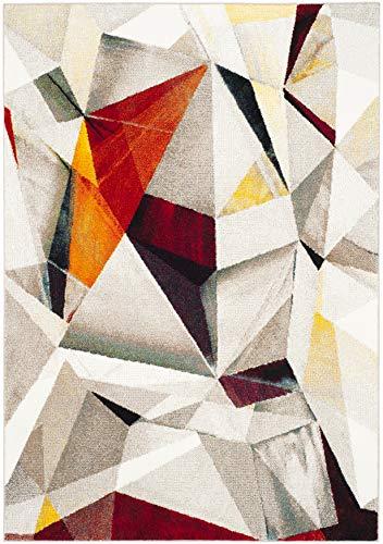 Safavieh SAFAVIEH Porcello Collection Area Rug - 5\'3\" x 7\'6\", Light Grey & Orange, Modern Abstract Design, Non-Shedding & Easy Care, Ideal for High Traffic Areas in Living Room, Bedroom (PRL6940F)