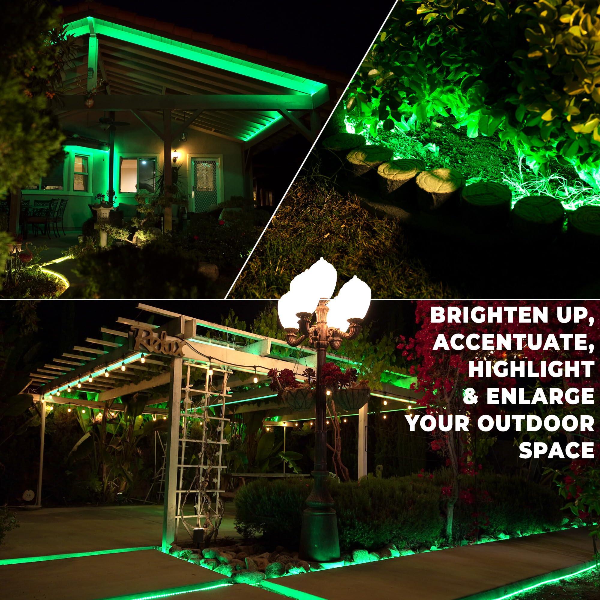 WYZworks WYZworks 1656LEDs 150ft LED Outside Rope Lights, Outdoor ETL Certified Waterproof Permanent 360 Degree Light Emitting, Flexible Tube, Connectable, Christmas Palm Tree Exterior Landscape, Green