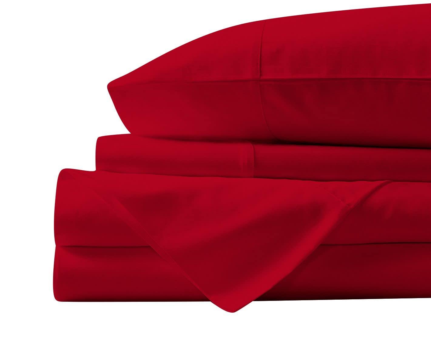 Velosso Velosso 4 Piece 100% Egyptian Cotton Sheet Set 1000 Thread Count 21 Inches Deep Pocket Sheet Set - Red Solid, California King