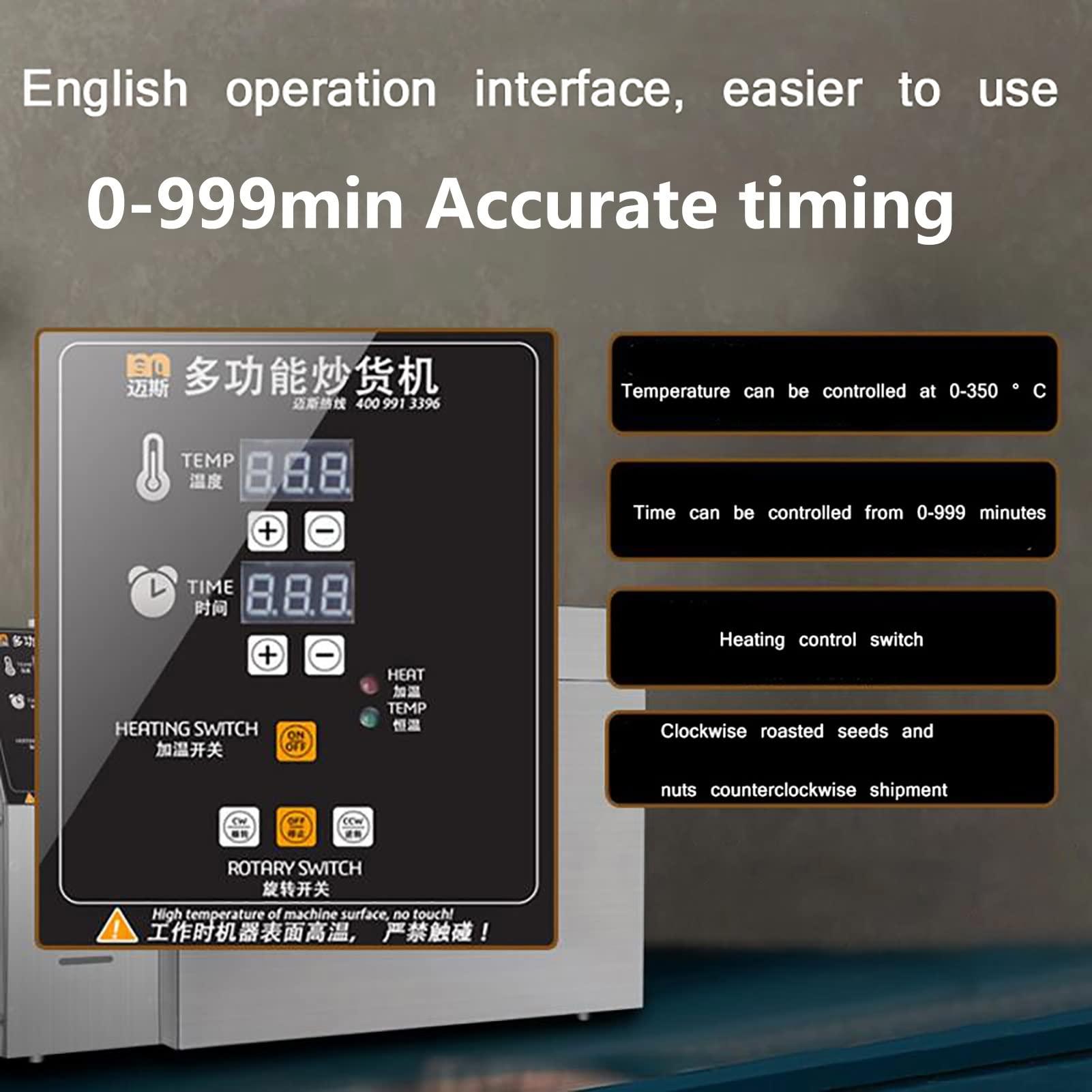 HDGTDR3SS2865SSSSTT 2500G Electric Coffee Bean Roaster Machine Timing & Temperature Adjustable Stainless Steel Coffee Beans Roasting Machine for Baking Coffee,Chestnut, Peanuts, Grain