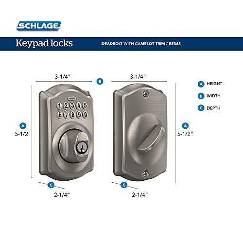 SCHLAGE Schlage BE365 V CAM 716 Camelot Keypad Deadbolt, Electronic Keyless Entry Lock, Aged Bronze