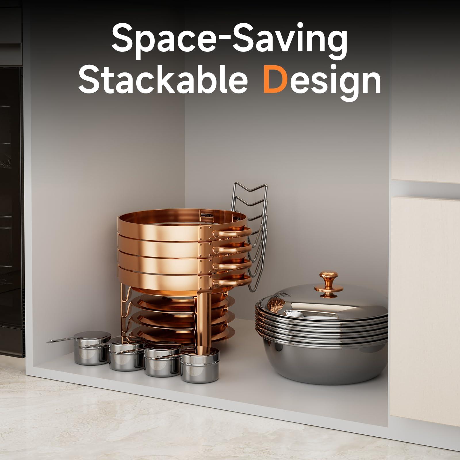 KScocina Chafing Dishes for Buffet, 4 Pack 5QT Round Stainless Steel Chafing Dish Set for Home Parties, Christmas Gatherings, Catering Events Complete Buffet Warmer Set (Rose Gold)