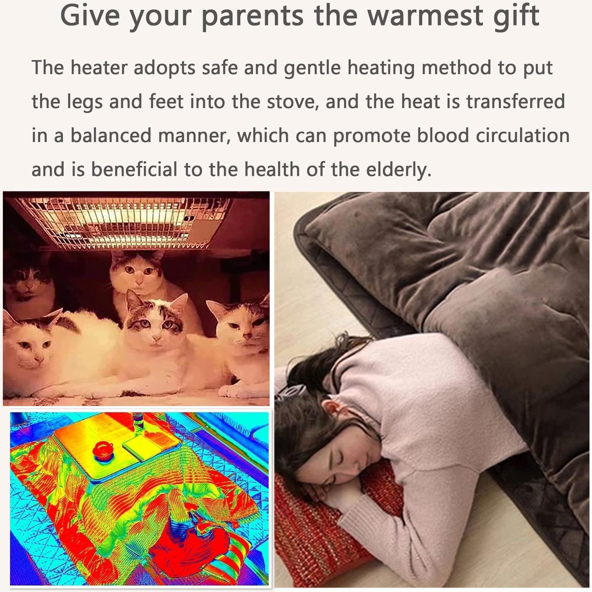 Leaceuv Japanese Desk Kotatsu Table with Heater,Drawing Table for Floor & Bed,with Plush Blanket,Computer Writing Desk,House Bay Window Low Tables Heating Futon Coffee Tea Table,Easy to Assemble (Size : 80x8