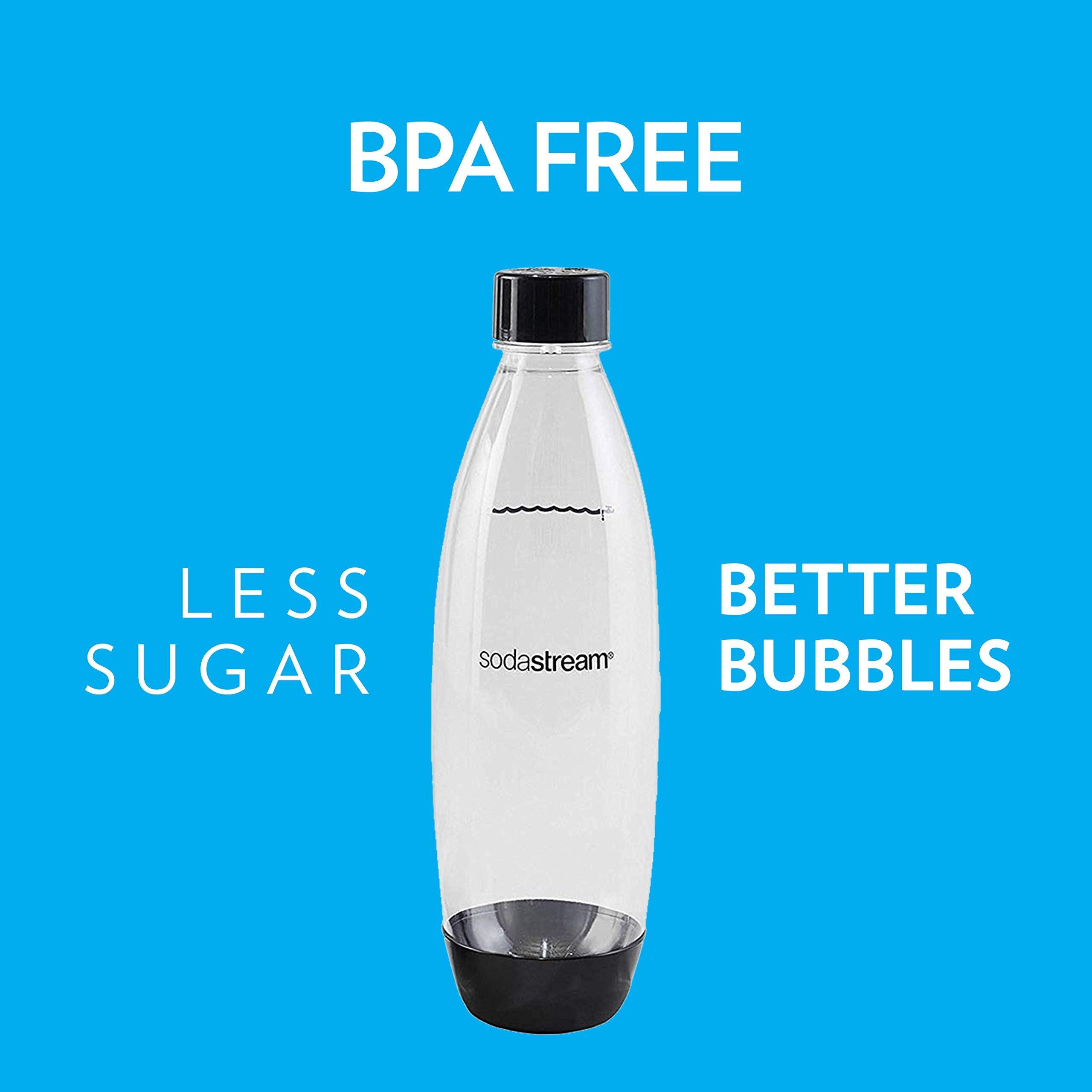 sodastream sodastream - Carbonating Bottles | Store even more fizzy drink favorites in your fridge | Dishwasher Safe | Slim Design: Fits in most car cup holders | 34 Fl Oz | Pack of 2 | Black