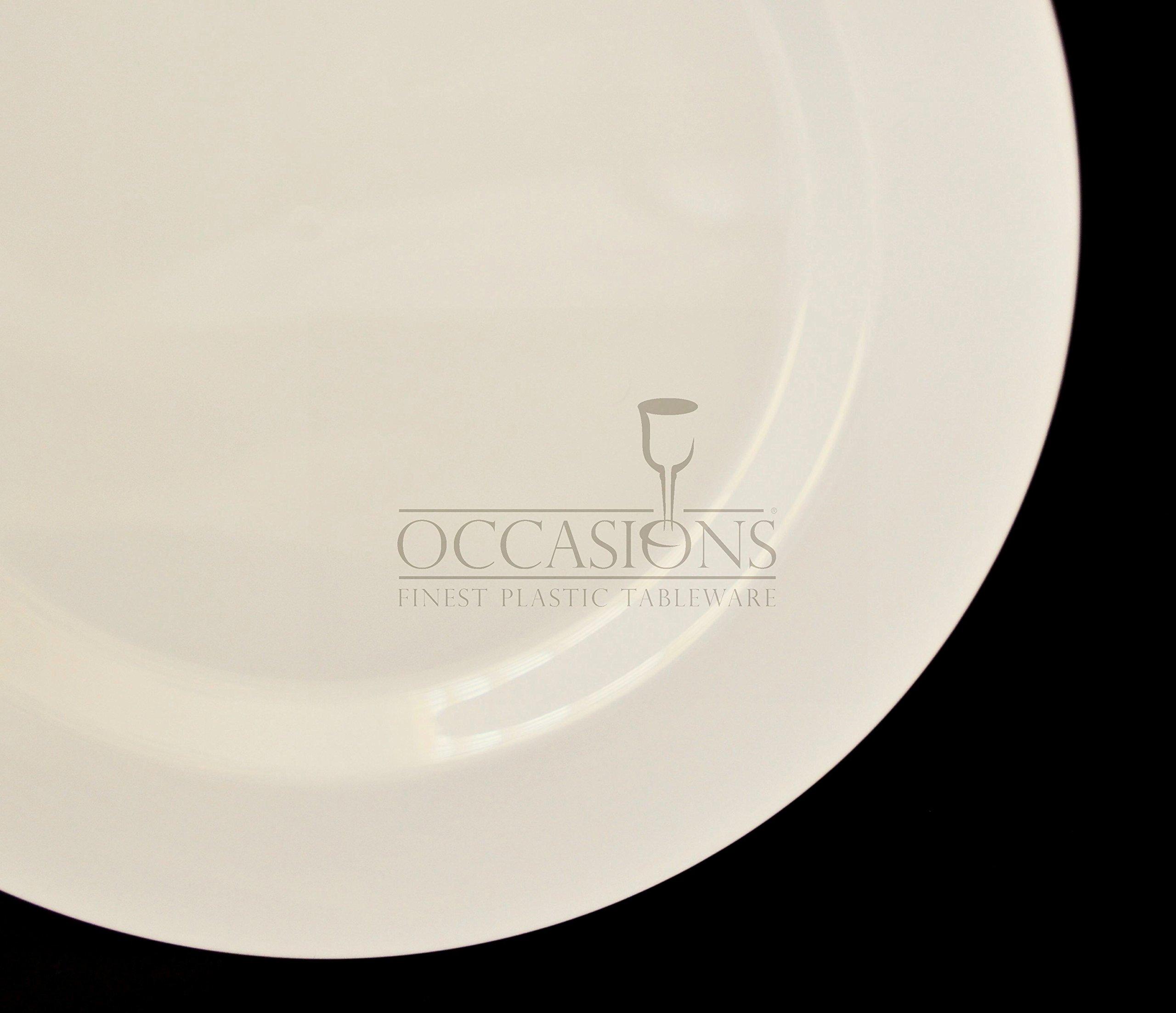 OCCASIONS FINEST PLASTIC TABLEWARE \" OCCASIONS \" 120 Plates Pack, Heavyweight Disposable Wedding Party Plastic Plates (6.25\'\' Dessert/Bread Plate, Plain Ivory)