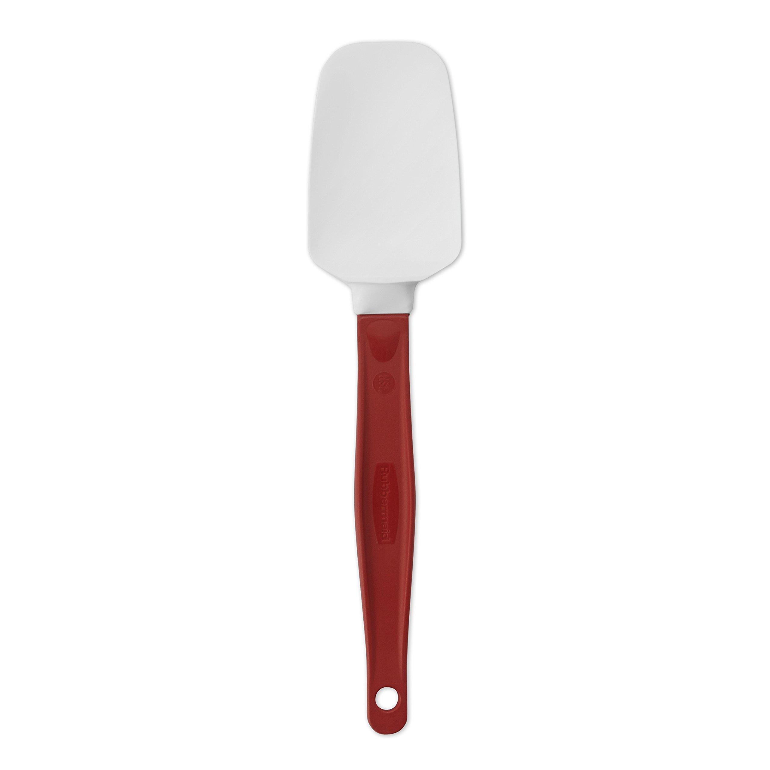 Rubbermaid Rubbermaid Commercial Products High Heat Resistant Silicone Heavy Duty Spatula/Food Scraper, 9.5", 500 Degrees F, Red Handle, for Baking/Cooking/Mixing, Commercial Dishwasher Safe